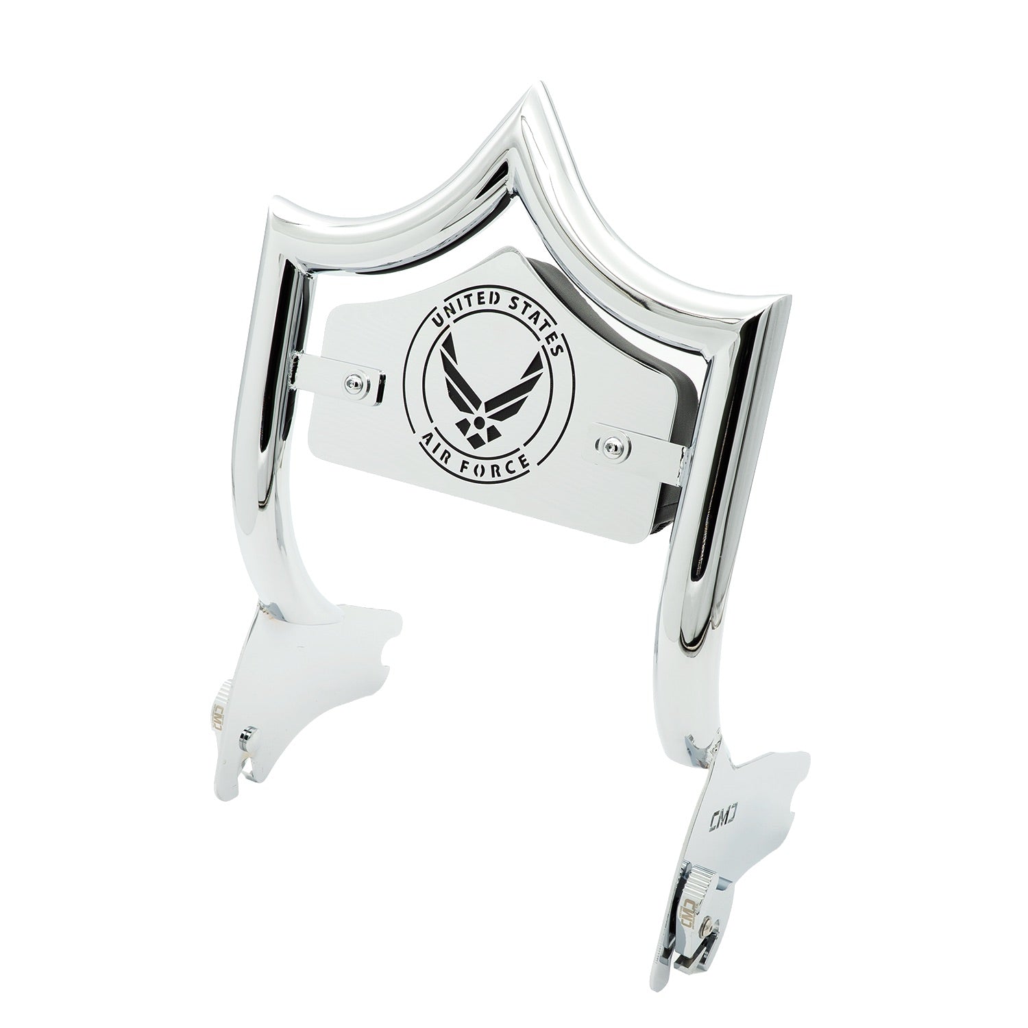 SMALL BACKPLATE for El Rey Backrest™ - AIR FORCE (Chrome or Black) | | CMC Motorsports