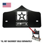 LARGE BACKPLATE for El Rey Backrest™ - ARMY (Chrome or Black) | Gloss Black | CMC Motorsports