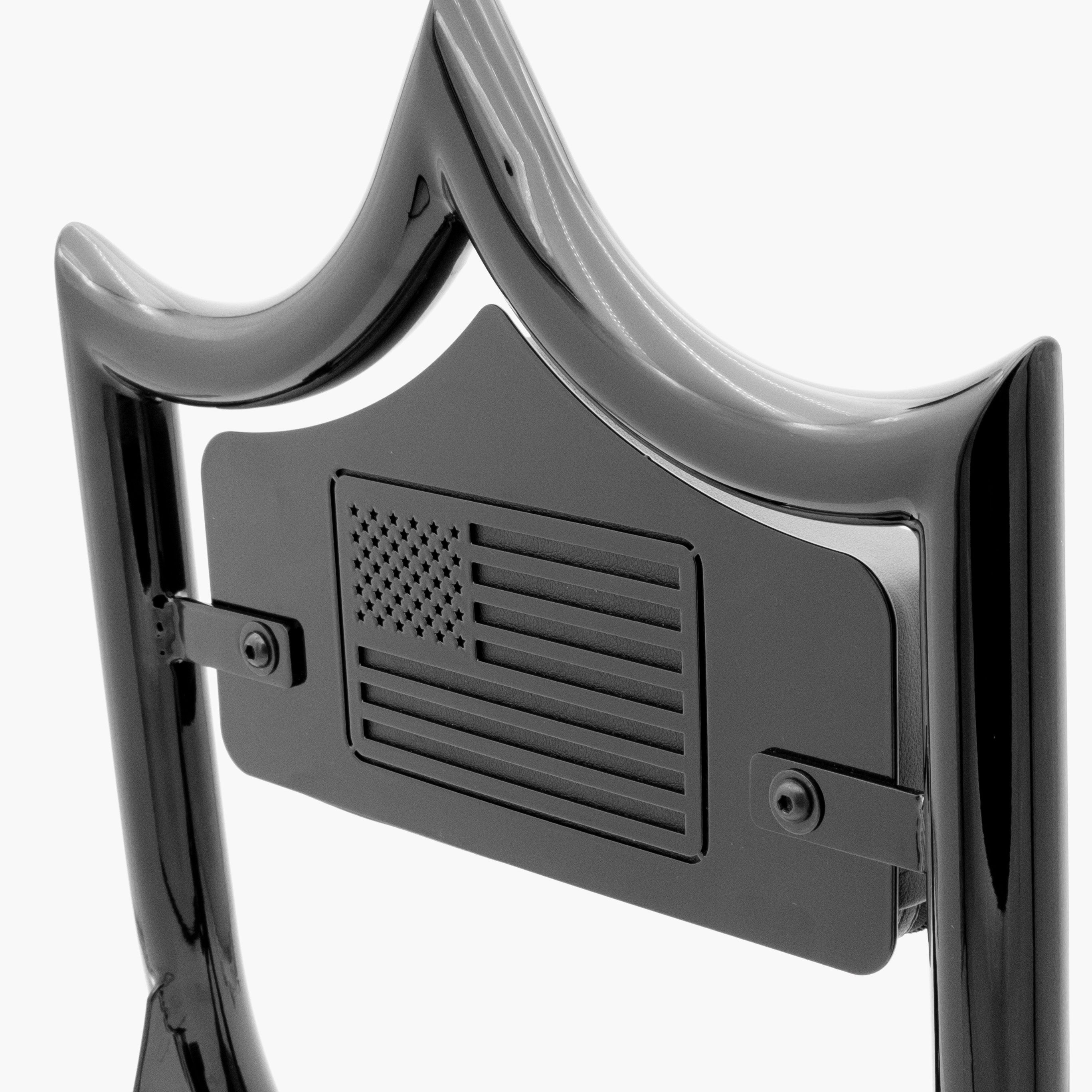 LARGE BACKPLATE for El Rey Backrest™ - USA FLAG 🇺🇸 (Chrome or Black) | | CMC Motorsports