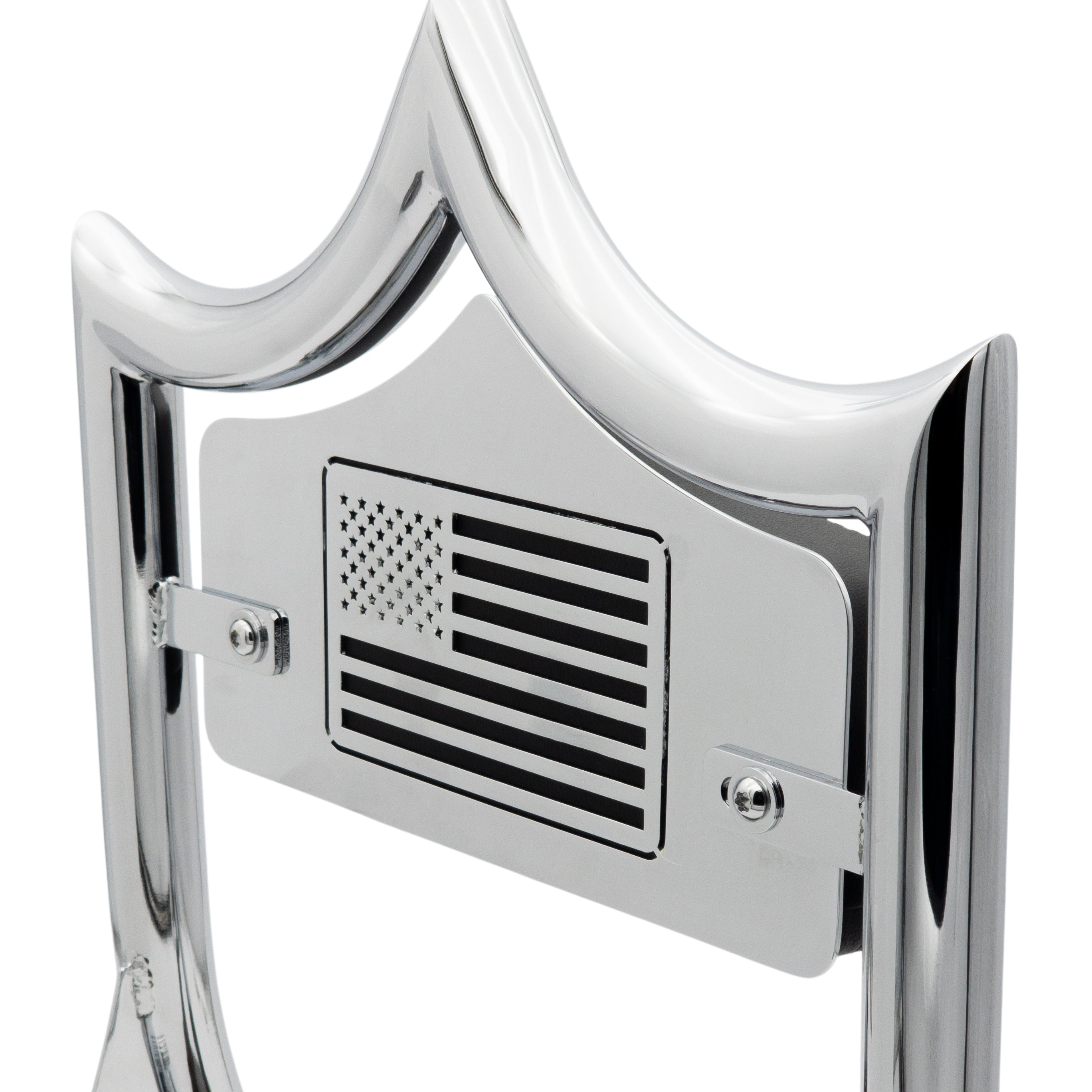 LARGE BACKPLATE for El Rey Backrest™ - USA FLAG 🇺🇸 (Chrome or Black) | | CMC Motorsports