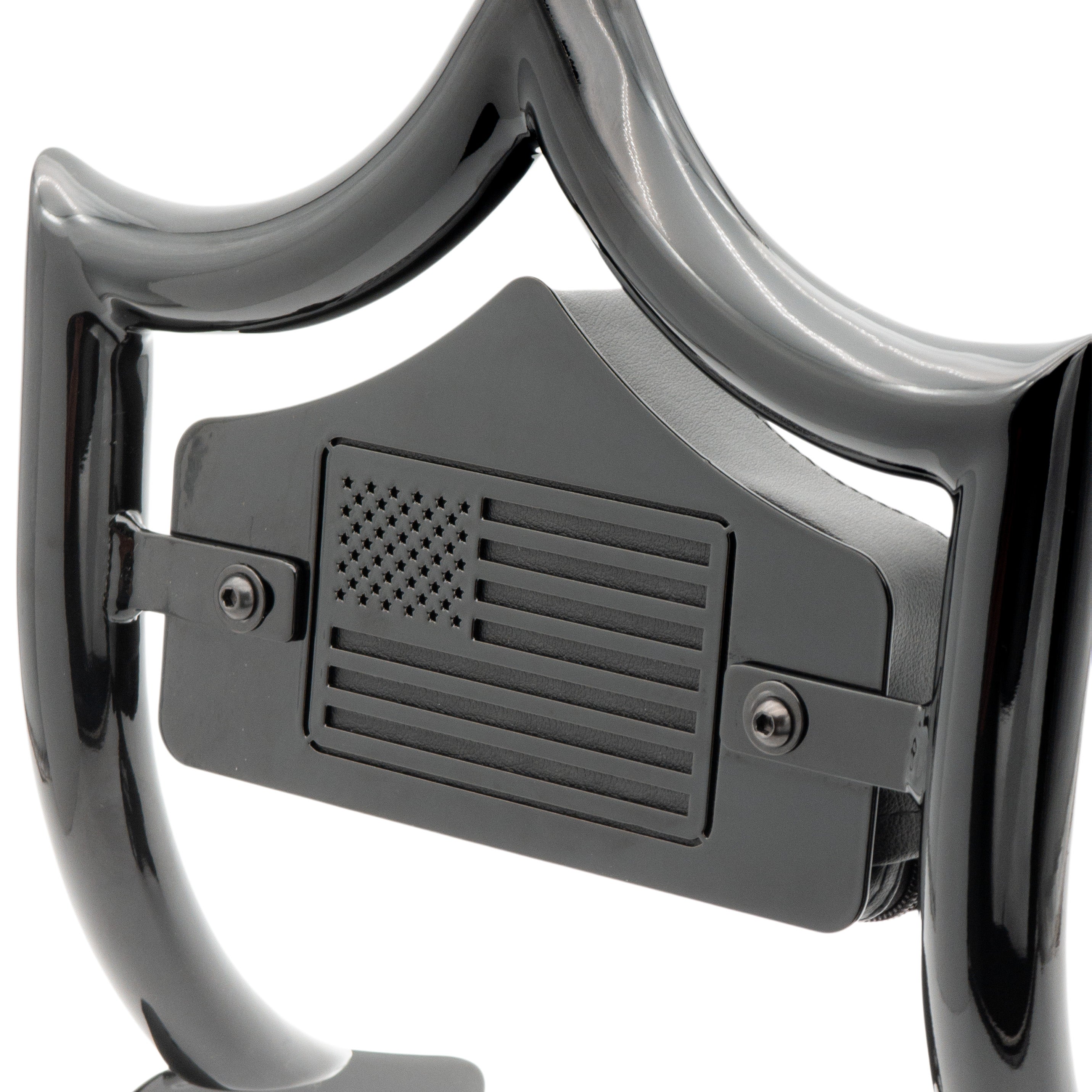 SMALL BACKPLATE for El Rey Backrest™ - USA FLAG 🇺🇸 (Chrome or Black) | | CMC Motorsports