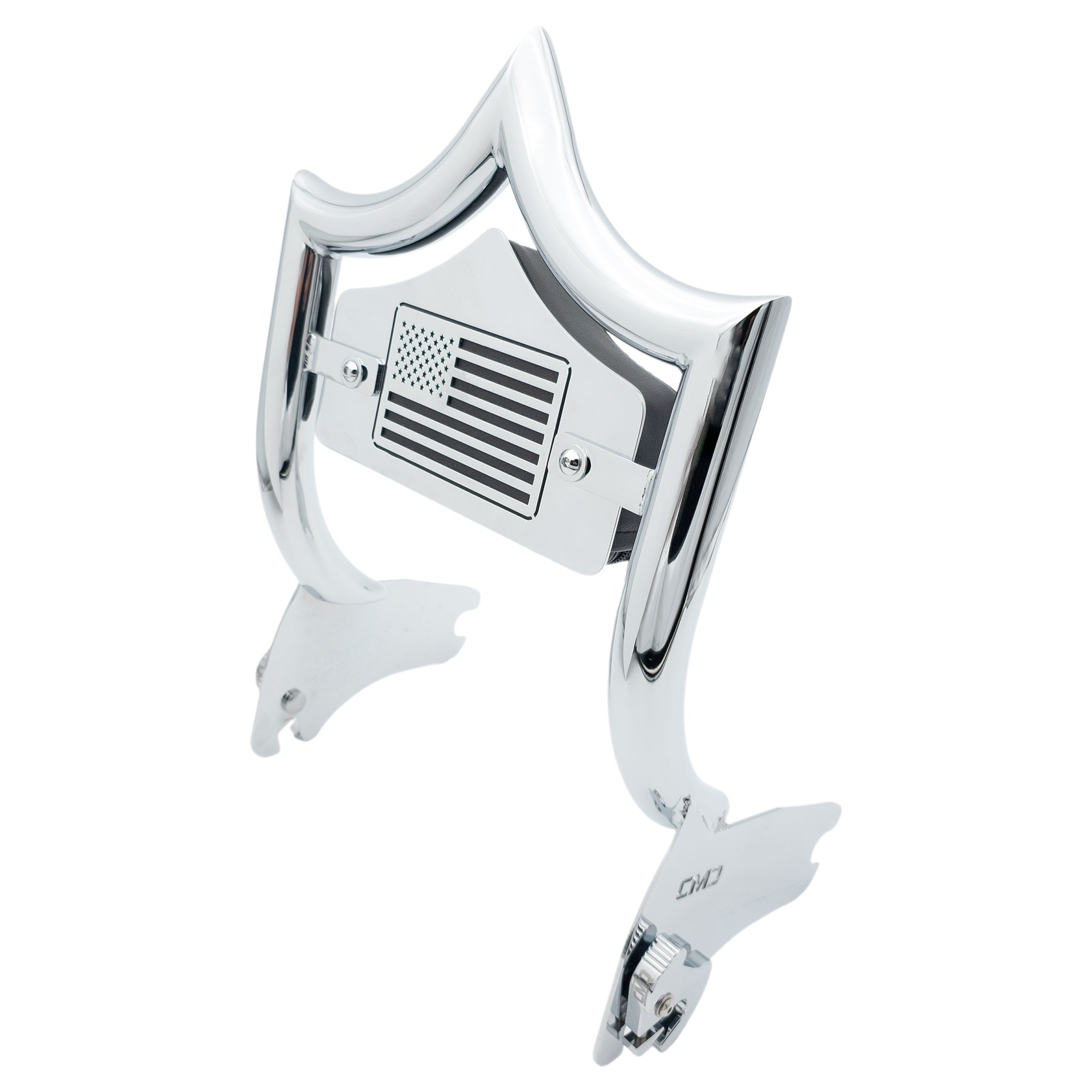 SMALL BACKPLATE for El Rey Backrest™ - USA FLAG 🇺🇸 (Chrome or Black) | Show Chrome | CMC Motorsports