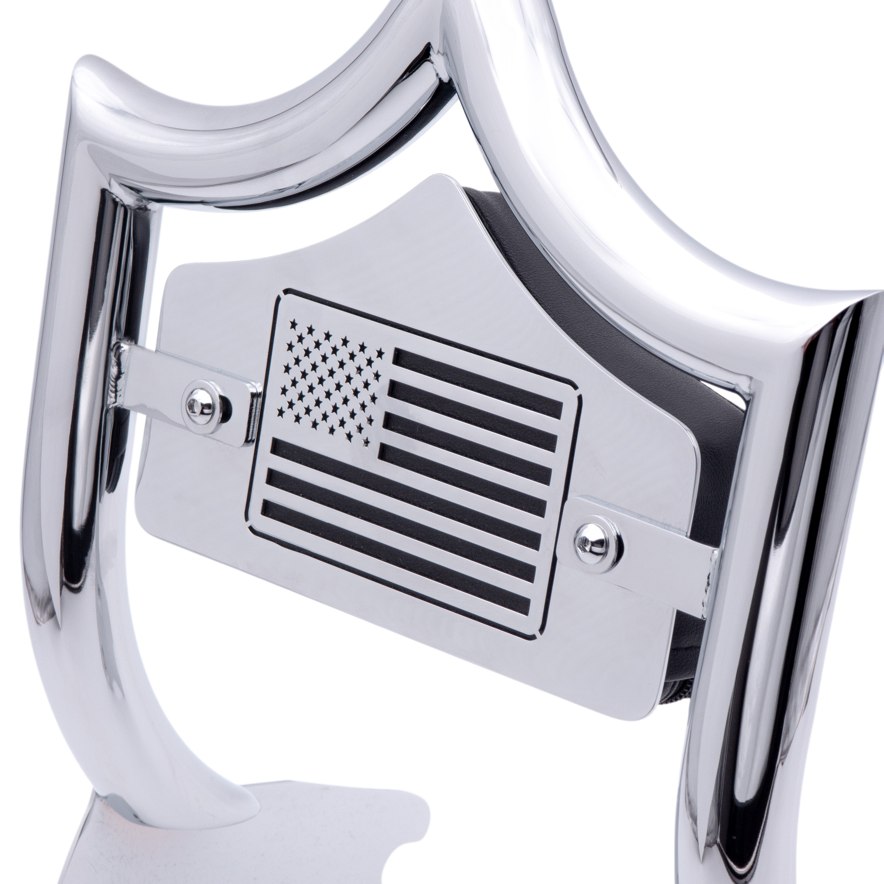 SMALL BACKPLATE for El Rey Backrest™ - USA FLAG 🇺🇸 (Chrome or Black) | | CMC Motorsports