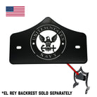 SMALL BACKPLATE for El Rey Backrest™ - NAVY (Chrome or Black) | Gloss Black | CMC Motorsports
