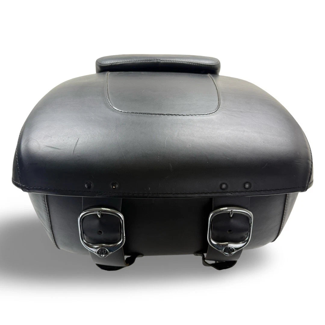 Genuine OEM Harley Davidson Black Leather Tour Pack Pak Trunk Luggage Box | | CMC Motorsports
