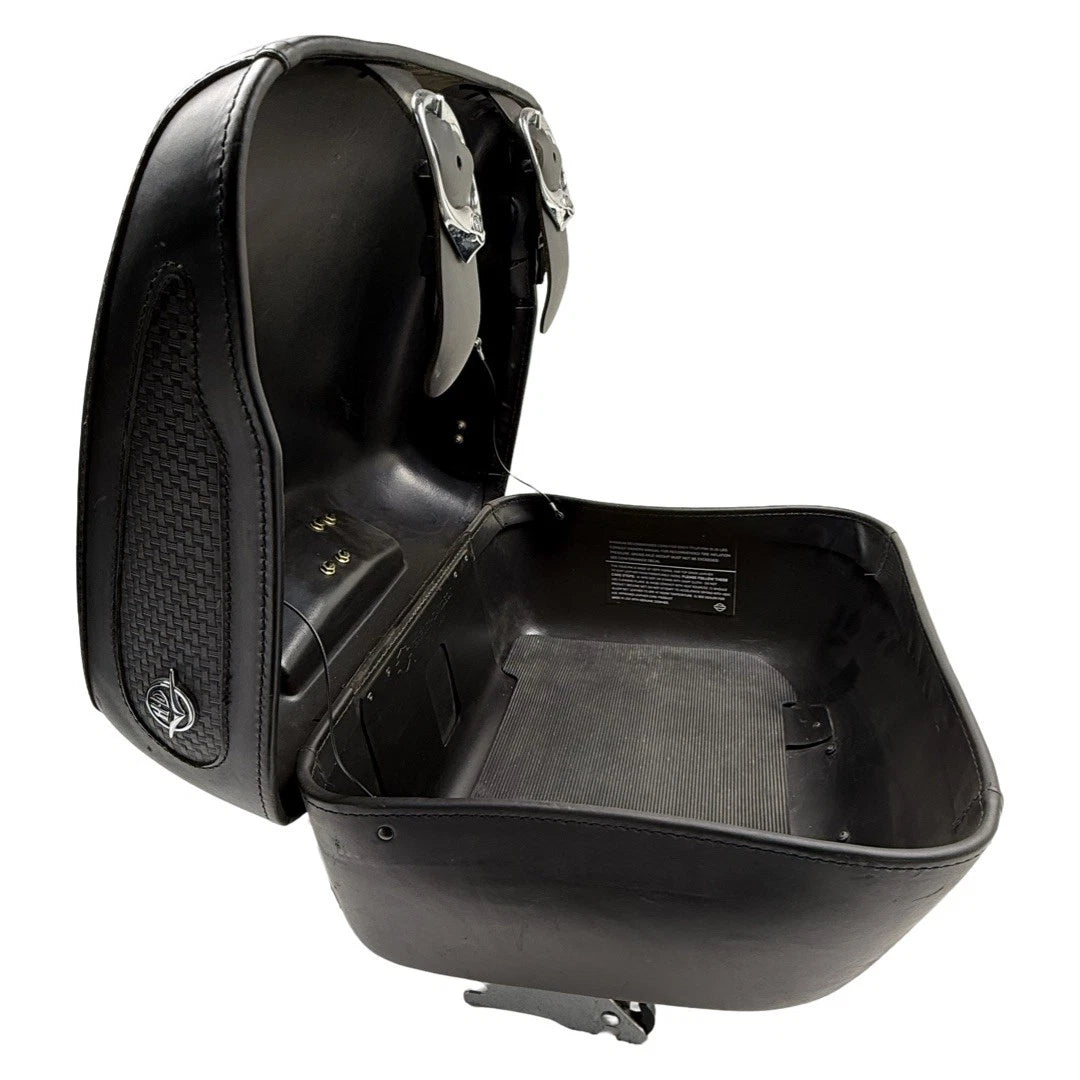 Genuine OEM Harley Davidson Black Leather Tour Pack Pak Trunk Luggage Box | | CMC Motorsports