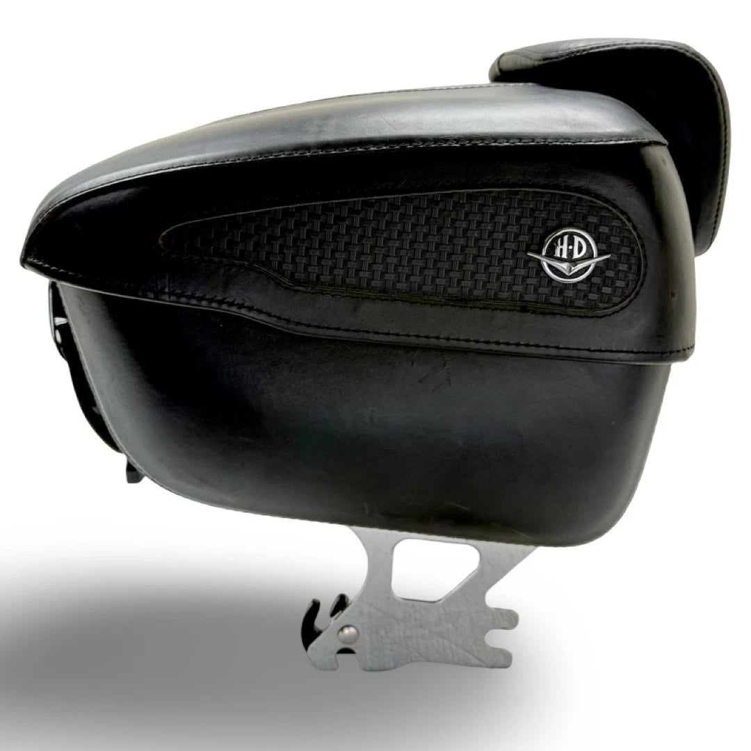 Genuine OEM Harley Davidson Black Leather Tour Pack Pak Trunk Luggage Box | | CMC Motorsports