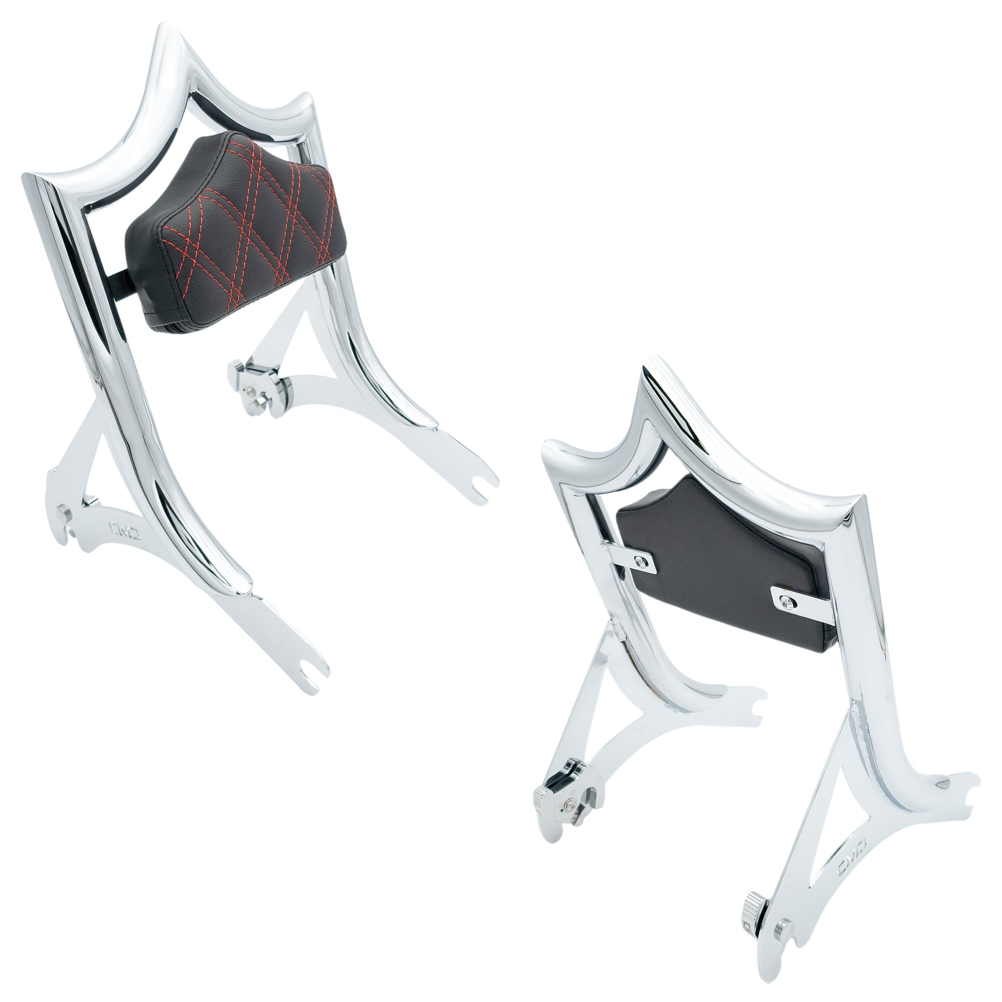 El Rey Backrest | 2000-2017 Softail "SHORTY" | Dealer | Show Chrome Red Double Diamond | CMC Motorsports