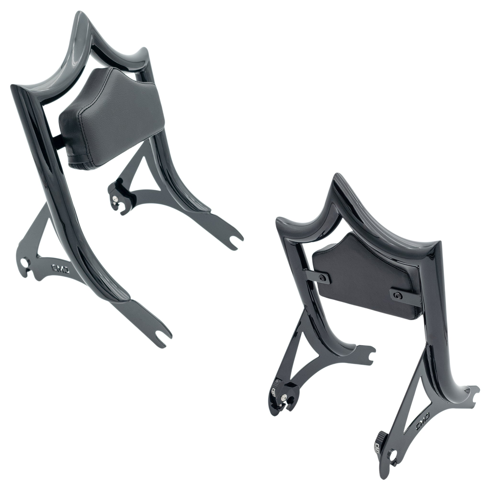 El Rey Backrest | 2000-2017 Softail "SHORTY" | Dealer | Gloss Black Stealth | Solid Black - No Diamond Stitch | CMC Motorsports