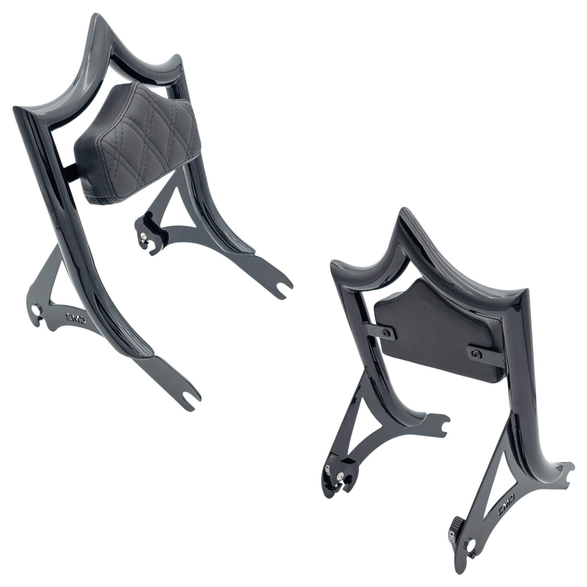 El Rey Backrest | 2000-2017 Softail "SHORTY" | Dealer | Gloss Black Black Double Diamond | CMC Motorsports