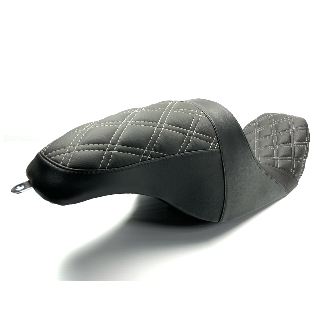The FASTBACK 2Up Touring Seat 97-07 White Double Diamond - CMC Motorsports