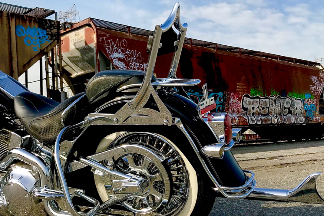 Upgraded - Red Double Diamond Pad El Rey (Show Chrome) Softail 2000-2017 - Preorder Now Back Ordered Until July 15 - CMC Motorsports