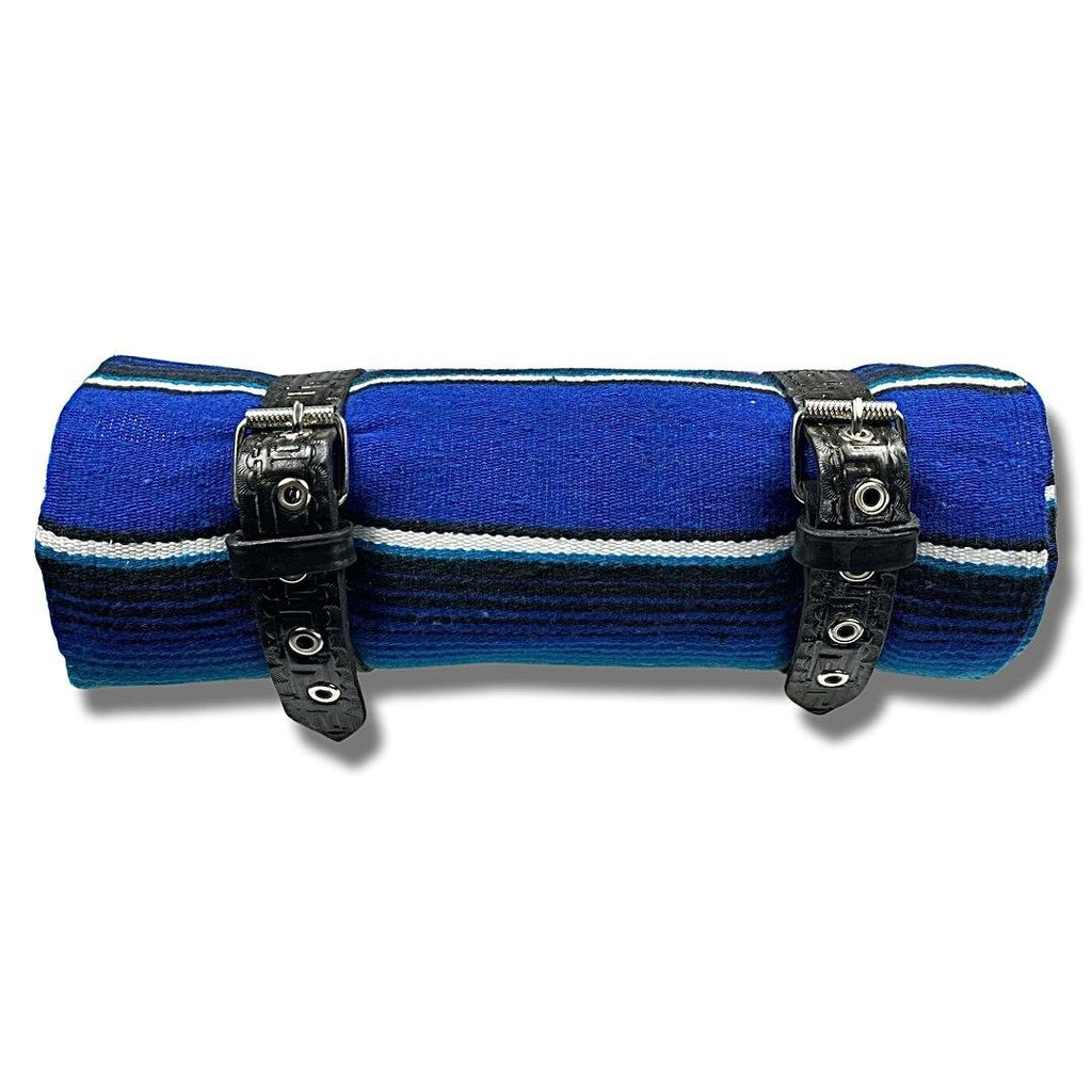 El Rey Serape Blanket Roll - Blue/Teal - CMC Motorsports