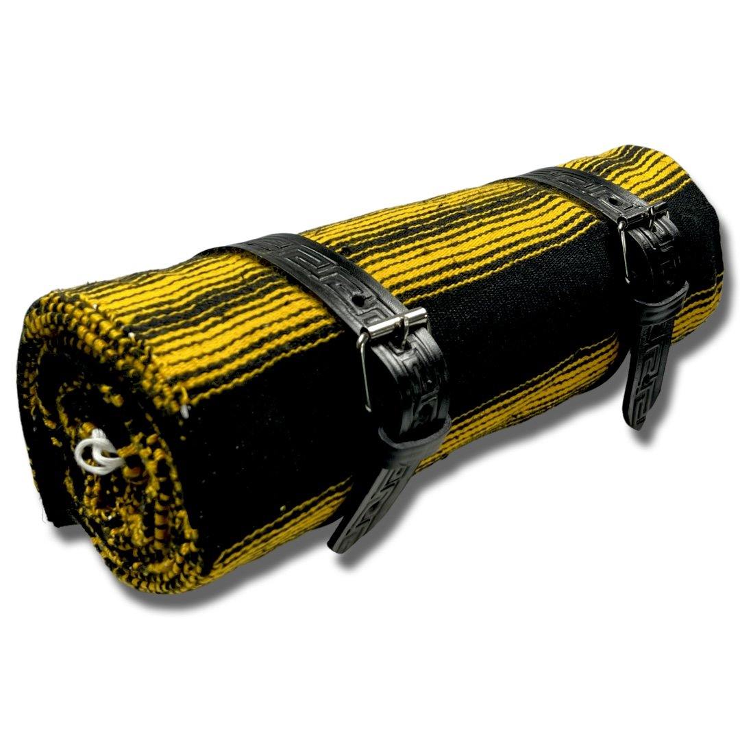 El Rey Serape Blanket Roll - Black/Yellow - CMC Motorsports